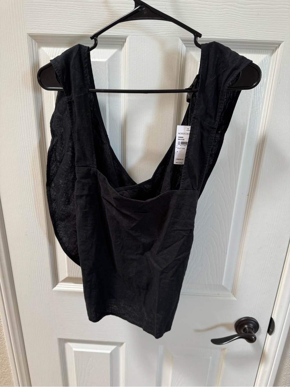 Madewell Black linen Tank Top with cross back detail